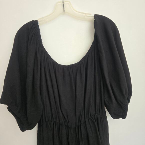 Eloquii Tie Front Romper Black Cut Out Puff Short Sleeves Summer Women 18 - Picture 6 of 12